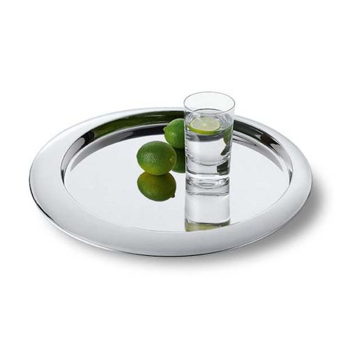 Philippi Serving Tray Round Shape In Mirror Polish Finish With High Edge Luna Design Diameter 30cm - PH116004