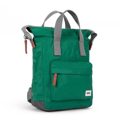 Roka London Bantry B Backpack Rucksack Small Recycled Repurposed Sustainable Nylon In Emerald - RKBAB035