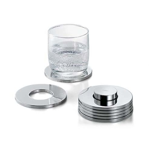 Philippi Drink Coasters In 7 Piece Set Nickel Finish Diameter 9.5cm Rings Design - PH192002