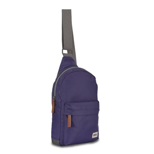 Roka London Willesden B Cross Body Shoulder Scooter Bag Large Recycled Repurposed Sustainable Nylon In Mulberry - RKWIB031
