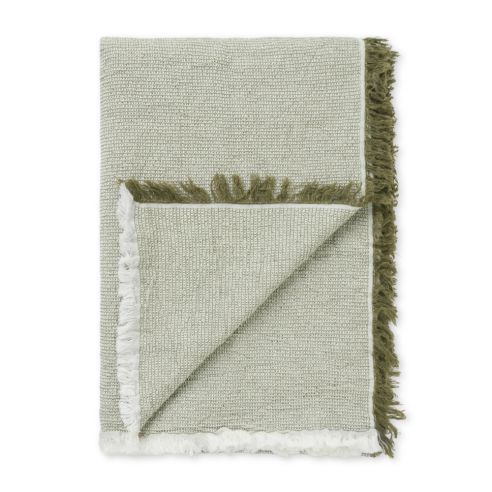 Elvang Denmark Daisy Throw In Bottle Green In Organic Cotton & Linen 130x180cm - EL139