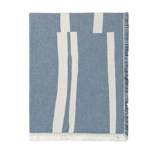 Elvang Denmark Lyme Grass Throw In Blue In 100% Organic Cotton 130x180cm - EL5007