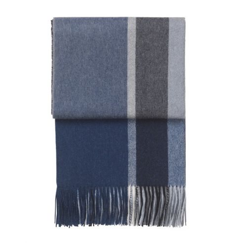 Elvang Denmark Manhattan Throw In Dark Blue/Asphalt In 50% Alpaca & 40% Sheep Wool 130x200cm - EL7061