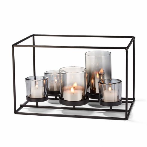 Philippi Candleholder For 5 Candles In Powder Coated Steel With Glass Covers York Design - PH119003