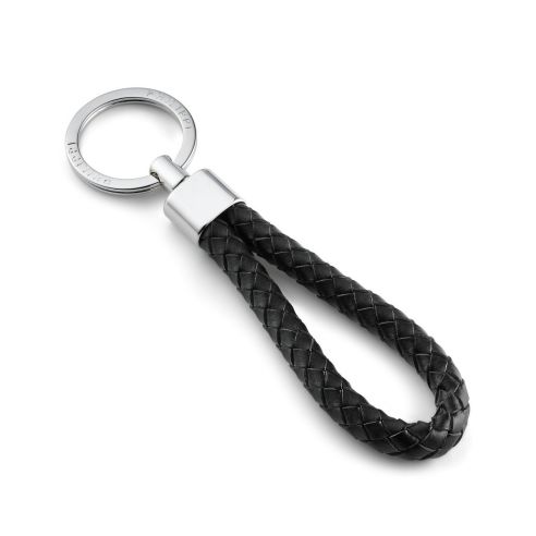 Philippi Keyring Sergio Design Nickel Mirror Polished With Black Leather Braided Strap - PH160001