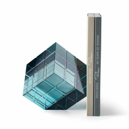 Philippi Book End Tara Design In Solid Highly Polished Crystal Glass In Emerald Colour Diameter 16cm - PH292004