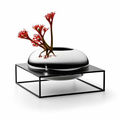 Philippi Vase Solero Design With Stand Nickel Mirrorpolished Steel Powdercoated Finish Extra Large Size - PH240027