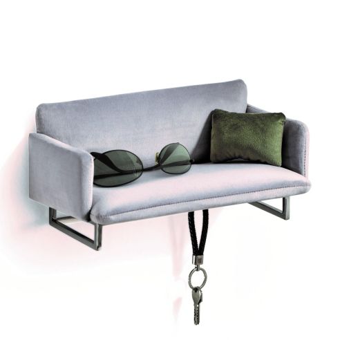 Philippi Couch Mini Wardrobe Velvet Stainless Steel Polished 36cm Length - PH300126