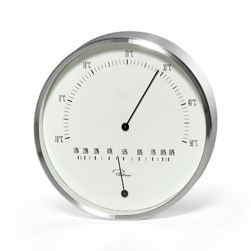 Philippi Thermometer And Hygrometer Tempus Design In Aluminium Diamond Cut 15cm Diameter - PH307001
