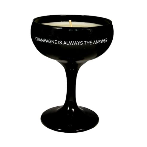 My Flame Scented Soy Candle In Wine Glass With The Message 'Champagne Is Always The Answer' In Black With Damaged Box - MF.GL.WI.007.01Z