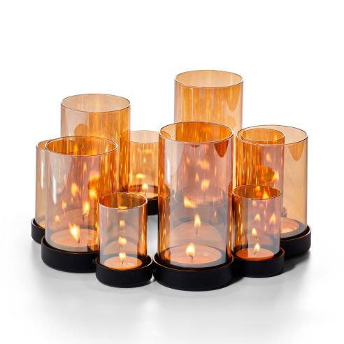 Philippi Candle Holder Bello Horizonte Design With Glass Tubes And Iron Base Large Size - PH119005