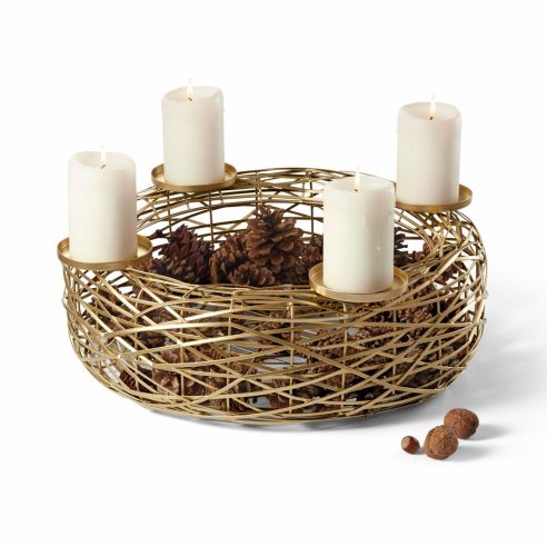 Philippi Boschendal Advent Wreath In Steel Powder Coated In Gold Large Size - PH122037