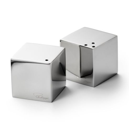Philippi Salt & Pepper Condiment Set Cube Design In Stainless Steel With A Mirror Polished Finish - PH181031