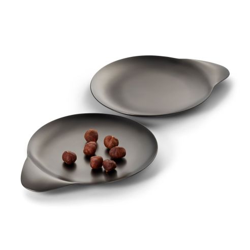 Philippi Snack Tray 2 Pc Set Tip Design In Stainless Steel With Matt Black Nickel Finish - PH202037