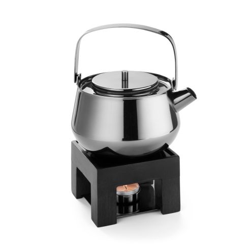 Philippi Teapot With Warmer Yoko Design In Stainless Steel With Black Chrome Mirror Polish Finish - PH202038