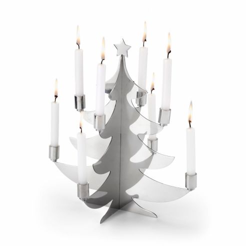 Philippi Grenoble Christmas Tree For Small Candles In Polished Stainless Steel - PH235009