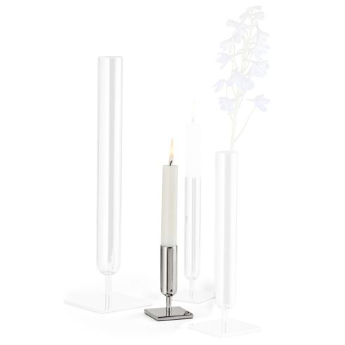 Philippi Candle Holder & Vase Lambda Design In Mirror Polished Stainless Steel Small - PH240041