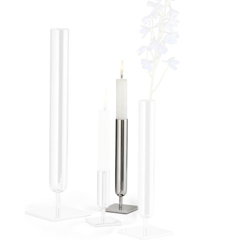 Philippi Candle Holder & Vase Lambda Design In Mirror Polished Stainless Steel Large - PH240042