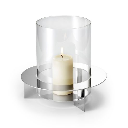 Philippi Votive For Tealight or Pillar Candle Laguna Design In Stainless Steel Mirror Polished Finish - PH240045