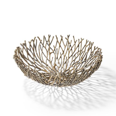 Philippi Bowl In Coral Design In Aluminium With Brass Antique Finish - PH300129
