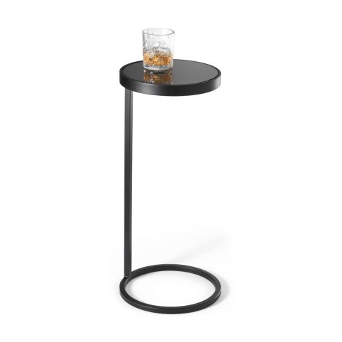 Philippi Side Table Lupo Design In Steel With Black Powder Coated Finish And Black Glass - PH306002