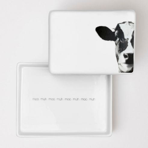 Rader Butter Dish In Porcelain With Cow Design Large Size - RA8733