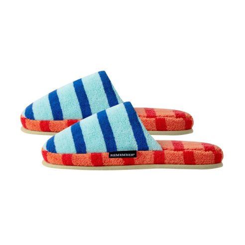 Remember Slipper Mello Design In Blue Cotton Terry Cloth Size 35-39 - REHS02