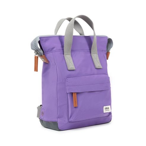 Roka London Bantry B Backpack Rucksack Small Recycled Repurposed Sustainable Nylon In Fresh Purple - RKBAB104