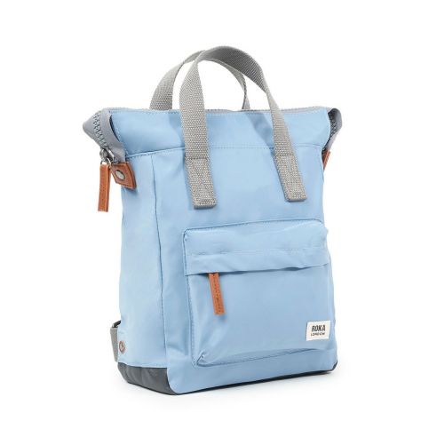 Roka London Bantry B Backpack Rucksack Small Recycled Repurposed Sustainable Nylon In Retro Blue - RKBAB106