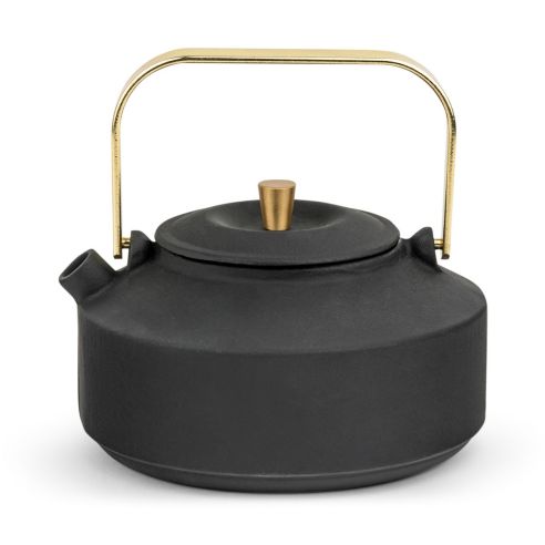 Bredemeijer Teapot Cast Iron Shangdong Design 1.0L In Black With Stainless Steel Fine Mesh Filter - BR153205