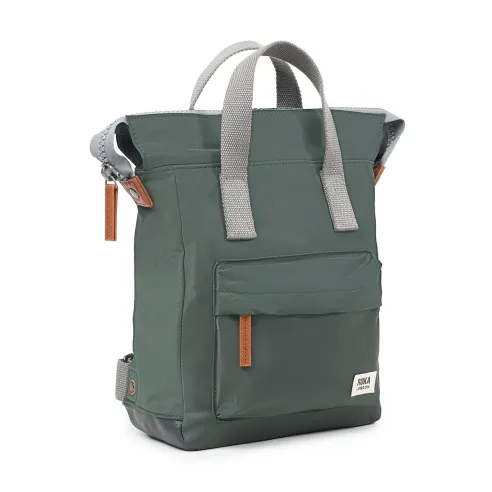 Roka London Bantry B Backpack Rucksack Small Recycled Repurposed Sustainable Nylon In Thyme - RKBAB108