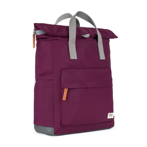 Roka London Canfield B Backpack Rucksack Medium Recycled Repurposed Sustainable Nylon In Royal Burgundy - RKCAB109