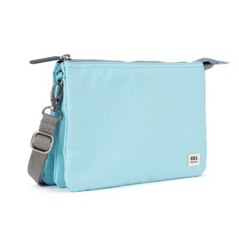 Roka London Carnaby XL Cross Body Shoulder Bag Recycled Repurposed Sustainable Canvas In Ice - RKCAXL036