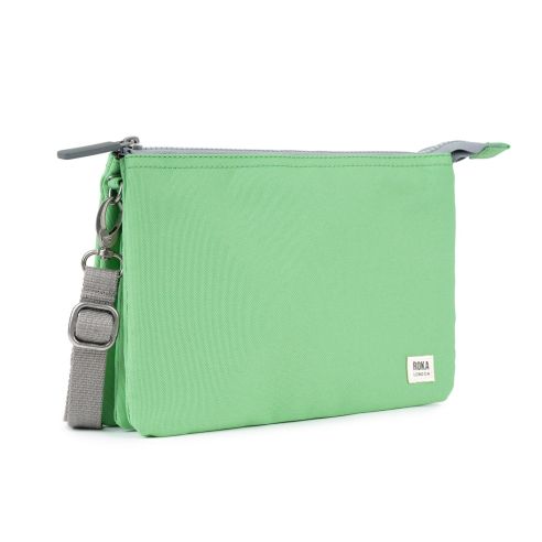 Roka London Carnaby XL Cross Body Shoulder Bag Recycled Repurposed Sustainable Canvas In Peppermint - RKCAXL041