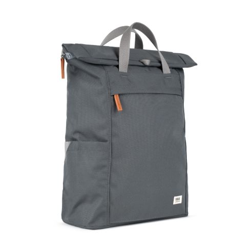 Roka London Finchley A Backpack Rucksack Large Recycled Repurposed Sustainable Canvas In Faded Black - RKFIA028