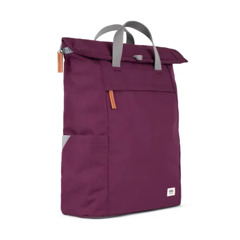 Roka London Finchley A Backpack Rucksack Large Recycled Repurposed Sustainable Canvas In Cherry Lacquer - RKFIA027