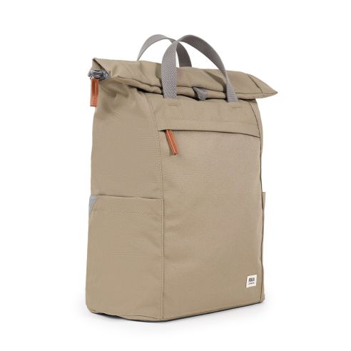 Roka London Finchley A Backpack Rucksack Large Recycled Repurposed Sustainable Canvas In Taupe - RKFIA031