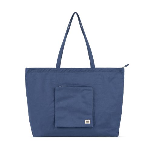Roka London Portobello Tote Shopping Bag Large Cotton In Indigo - RKPT004