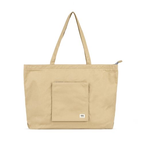 Roka London Portobello Tote Shopping Bag Large Cotton In Khaki - RKPT005
