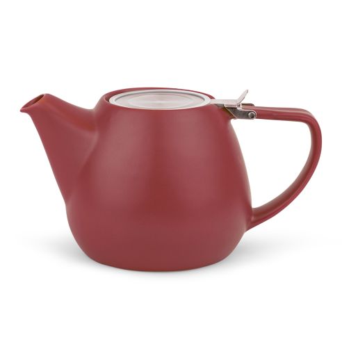 Bredemeijer Teapot Rens Design 1100ml In Fine Porcelain With Stainless Steel Lid & Filter In Warm Red Stackable - BR147097