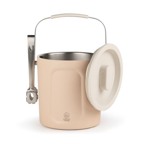 Leopold Vienna Ice Bucket Double Walled 1.0L Complete With Lid And Tongs In Stainless Steel Sand Finish Corvina Design - BRLV243004