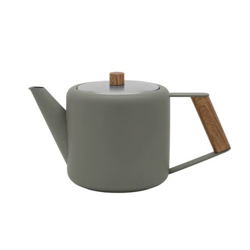 Bredemeijer Teapot Double Wall Duet Boston Design 1.1L in Slate Grey With Wood Look Fittings - BR111032