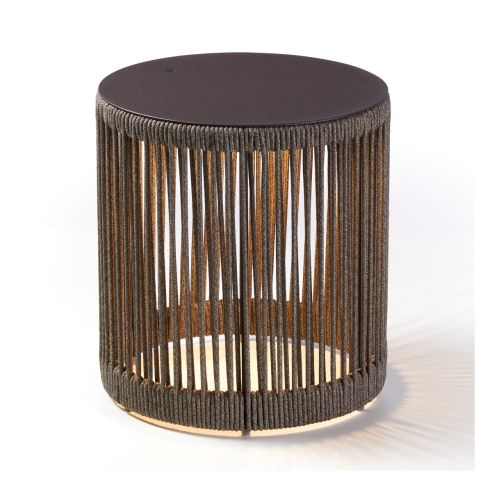 Philippi Stool With LED Solar Lamp In Powdercoated Steel With Olefin Rope Lumen Design - PH146005