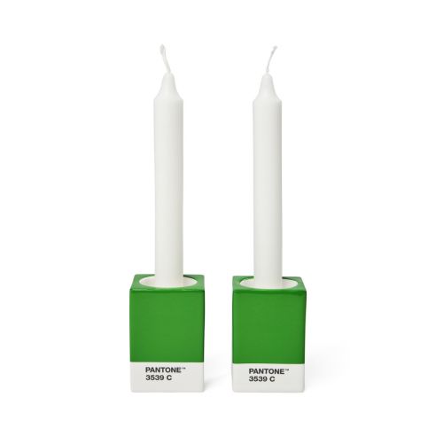 Pantone Candle & Tea Light Holder Set of 2 In Handmade Fine China Green 3539C - PT101723539