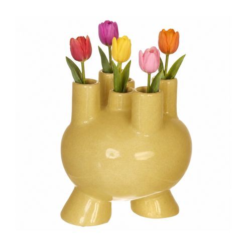 Ideas4Seasons Tulip Vase In Stoneware Strollz Design Mustard - ID35091