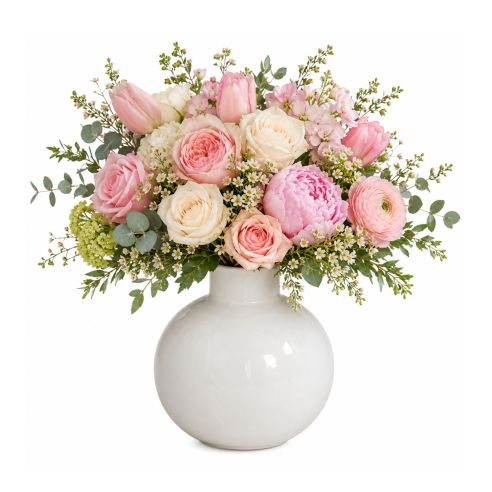Ideas4Seasons Vase In Ceramic Rose Design In White Small - ID37130