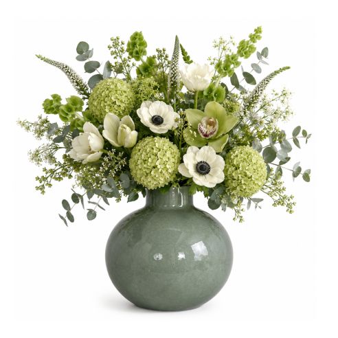 Ideas4Seasons Vase In Ceramic Rose Design In Green - ID37145