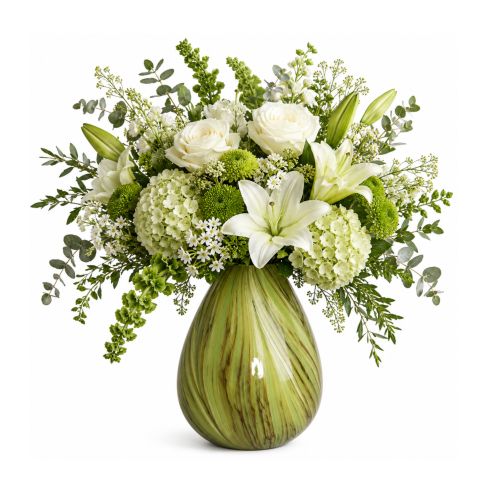 Ideas4Seasons Vase In Ceramic Lily Twist Design Green Small - ID37157
