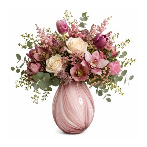 Ideas4Seasons Vase In Ceramic Lily Twist Design Pink Large - ID37166