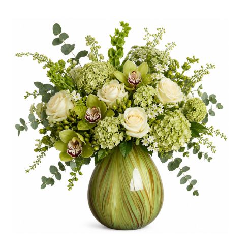 Ideas4Seasons Vase In Ceramic Lily Twist Design Green Large - ID37167